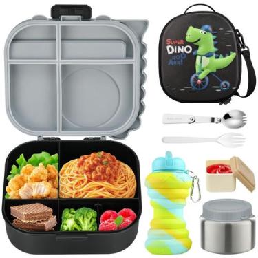 Imagem de Conjunto de lancheira Aimsnk Dinosaur com jarra de comida para criança