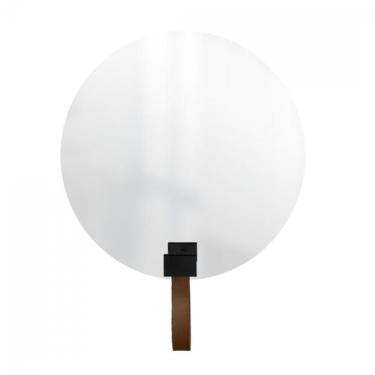 Imagem de Espelho Funcional Hook Preto Alça Caramelo 50 Cm Redondo - E2G Design