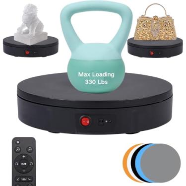 Imagem de JAYEGT Suporte de exibição giratório motorizado, plataforma giratória elétrica de 360 graus para exibição de produtos de fotografia, show de vídeo ao vivo, ângulo de controle remoto, velocidade (preto, carga de 22 cm/81 kg, com fio)