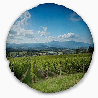 Imagem de Designart Vista do Vale de Yarra Melbourne, manta redonda para fotografia, sala de estar, sofá, enchimento de almofada + capa de almofada impressa em ambos os lados 40,64 cm