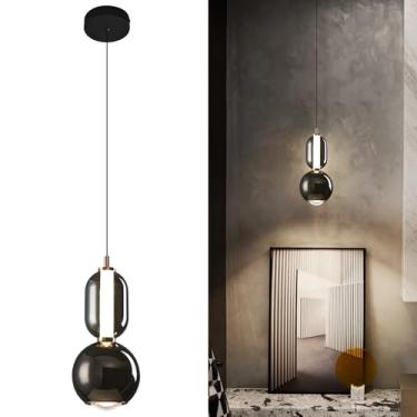 Imagem de ADCTHOME Luminária Pendente De Vidro Moderna, Iluminação Pendente Preta Led Regulável, Luzes Pendentes Ajustáveis, Ilha De Cozinha, Sala De Jantar, Quarto, Bar, Ilha De Cozinha, Luminárias Suspensas