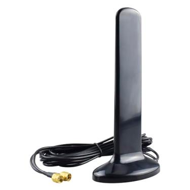 Imagem de YOTENKO Antena WiFi de banda dupla 2,4 GHz, 5 GHz, 5,8 GHz, 12 dBi com conector macho RP-SMA, extensão, base magnética para PC, desktop, PC, WiFi, Bluetooth, placa de rede sem fio, roteador WiFi