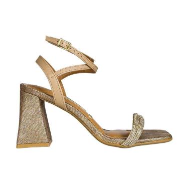 Imagem de Sandália Vizzano Salto Bloco Médio Geométrico Metalizado