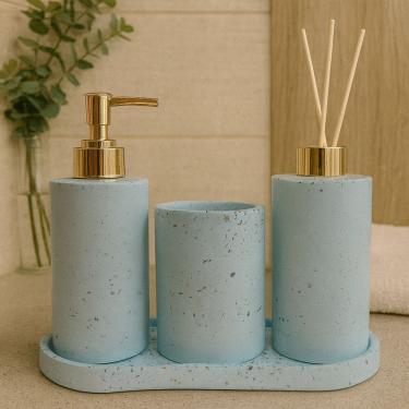 Imagem de Kit Lavabo / Escritório Luxo com Bandeja, Saboneteira e Aromatizador – Conjunto Decorativo Elegante para Banheiro