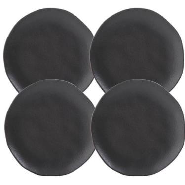 Imagem de Jogo 4 Pratos para Sobremesa Orgânico Preto Cerâmica 19cm Po - Porto B