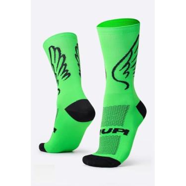 Imagem de Meia HUPI Asas Verde Cano Médio para Corrida Bike Esportes 1 Par, Cor: Verde, Tamanho: Único 36-42
