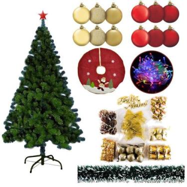 Imagem de Árvore De Natal Verde 540 Galhos 1,80m Pisca Pisca Led Colorido 220v 7