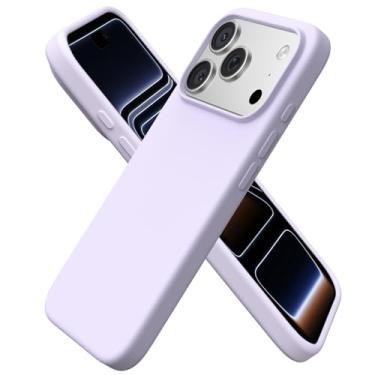 Imagem de ORNARTO Compatível com iPhone 17 Pro, capa protetora fina de silicone líquido com 3 camadas de borracha gel macia à prova de choque 16.0 cm com forro de microfibra antiarranhões - lilás pastel