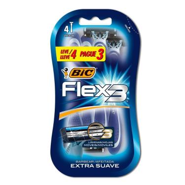 Imagem de Barbeador descartável Flex3 Azul 4uni Bic