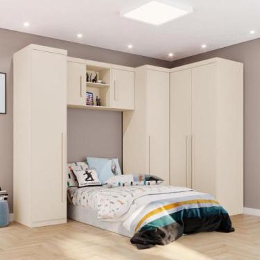 Imagem de Modulado Quarto Infantil 6 Peças Liz Espresso Móveis Off White