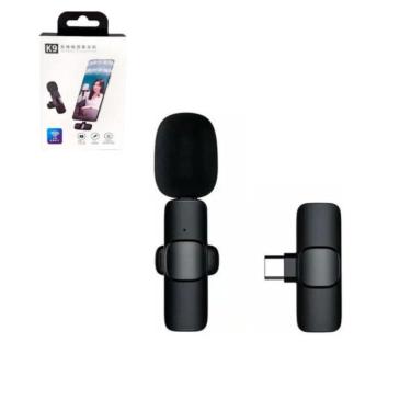 Imagem de Microfone de Lapela K9 - Sem Fio Wireless - USB Tipo-c - Preto - MIC0051