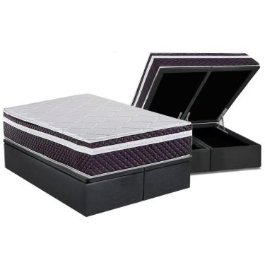 Imagem de Cama Box Baú Queen: Colchão Molas Masterpocket Ensacadas Herval C1789 + Base Crc Suede Gray (158x198)