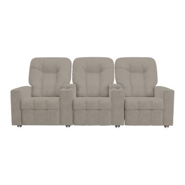 Imagem de Poltrona Reclinável Para Cinema 3 Lugares Sora Veludo Capuccino FH1 - D'Rossi