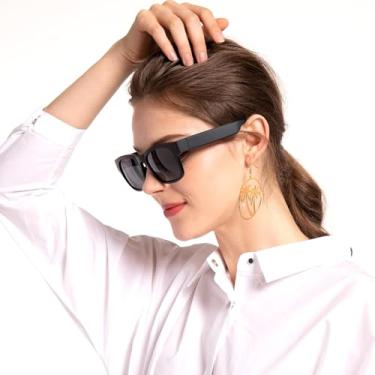 Imagem de Óculos de Sol Inteligente Bluetooth, Preto, com Alto-Falante Embutido, Proteção UV, Controle por Toque, para Chamadas e Música, Bateria 7h, Compatível com Android e iOS