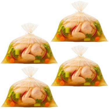 Imagem de Sacos de salmoura de peru de Ação de Graças, saco de salmoura de peru extragrande, kit de sacos de salmoura de frango mais espessos para frango, carne bovina, porco, peixe, marinada, Natal com 4