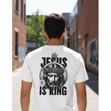 Imagem de Camiseta Masculina 100% Algodão Jesus King Alta Qualidade - Evangélica