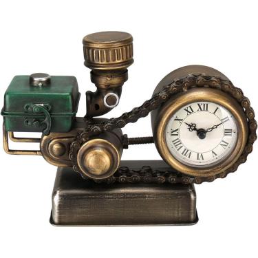 Imagem de Relogio De Mesa Vintage Motor Home&co Metal 17x25x10cm Verde