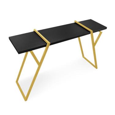 Imagem de Aparador Brooklyn Preto Base Metálica Dourado D'rossi