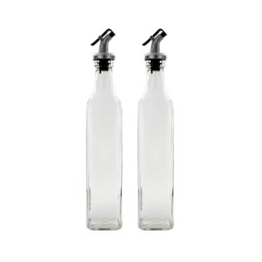 Imagem de Jogo de Galheteiro 2 Peças em Vidro Porta Azeite e Vinagre com Dosador Azeiteira e Vinagreira, Recipiente para Dispenser de Óleo e Vinagre 500ml