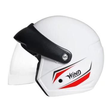 Imagem de Capacete Aberto Wind Visor V3 Techno Taurus Preto Fosco Branco Vermelh