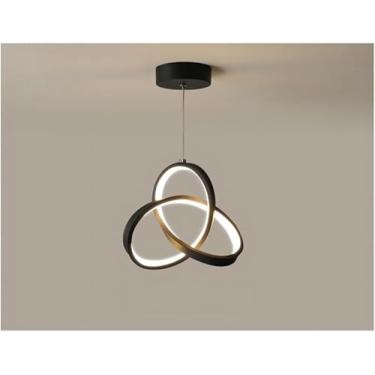 Imagem de Luminária De Teto Pendente Led Moderna Lustre para Corredor Sala Quarto Cozinha (D10 (G) Preto (30cmx30cmx6cm))