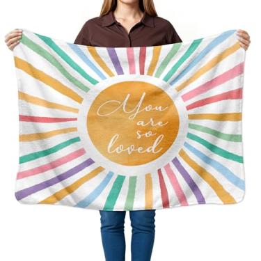 Imagem de HIWX Cobertor infantil Boho Sunshine, You are So Loved Boho, cobertor abstrato para berçário de crianças, meninas, meninos, quarto de bebê, casa, sala de estar, escritório, sofá, decoração de cama