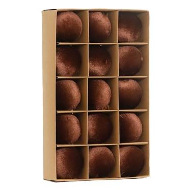 Imagem de Ornamentos de veludo marrom de 8 cm para árvore de Natal, 15 peças de enfeites de Natal flocados, decorações, conjunto de bolas