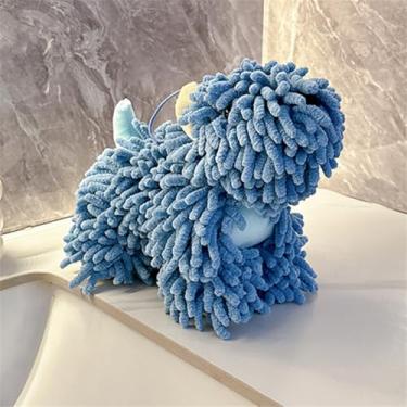 Imagem de Toalha de mão de chenille - Toalha de mão fofa de pelúcia de cachorro de desenho animado, toalhas de cozinha e banheiro super absorventes para crianças, puff macio de secagem à mão para banho, suporte