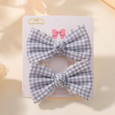 Imagem de 2 peças de grampos de cabelo com estampa doce laço lateral de renda de algodão pastoral presilhas de cabelo acessórios de cabelo