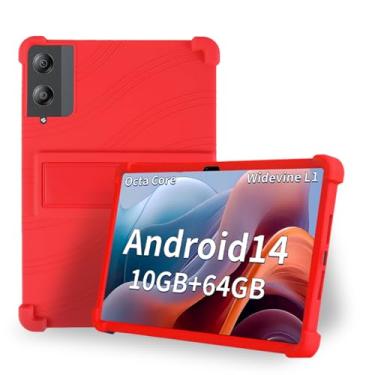 Imagem de Capa para tablet Doogee Tab E3 Pro de 13 polegadas – Capa protetora de silicone à prova de choque com suporte, estilo comercial resistente a quedas (vermelha)