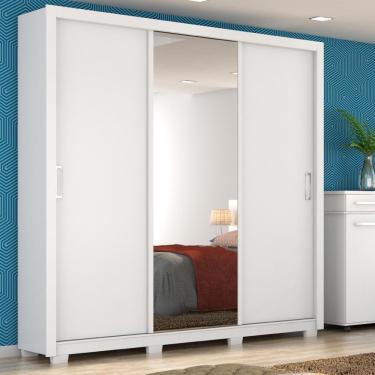 Imagem de Guarda Roupa Casal 3 Portas Com Espelho E 2 Gavetas Residence Branco