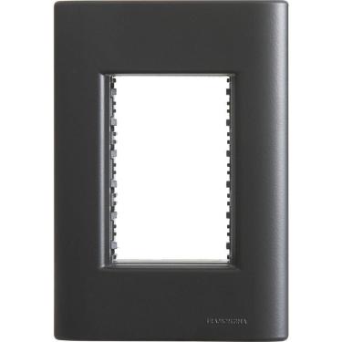Imagem de Placa 3 Postos 4x2 Tramontina Giz Preta Soft Touch Com Suporte