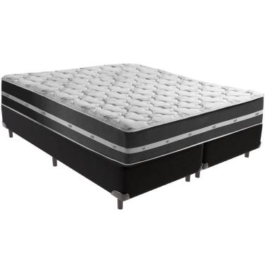 Imagem de Cama Box Preto E Colchão Classic Preto Molas Ensacadas Queen Anjos