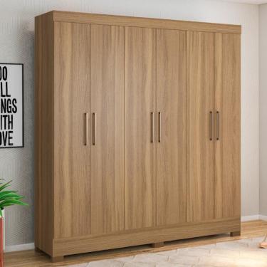 Imagem de Guarda Roupa Casal 6 Portas E 3 Gavetas Prático Amêndola Touch