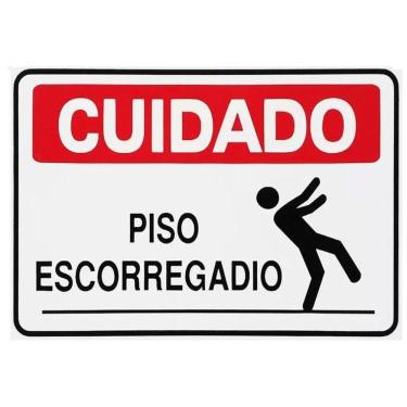 Imagem de Placa De Sinalização Acesso 20x30cm Cuidado Piso Escorregadio