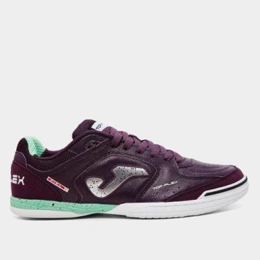 Imagem de Chuteira Futsal Joma Top Flex Unissex, Vinho, Verde, 39