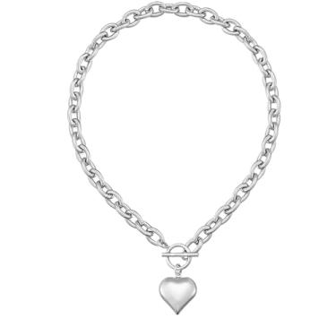 Imagem de BECHEBV Elegante colar de ouro grosso 18 k com design de coração, colares de coração para mulheres, elegante colar de coração de ouro para uso diário, No size available, Latão, Sem Pedra Preciosa