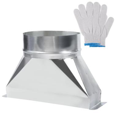 Imagem de Transição galvanizada de 15 cm de diâmetro, 8 cm x 25 cm x 15 cm, duto retangular para redondo, para kit de ventilação de exaustor, transição redonda, para conectar acessórios de tubulação de duto