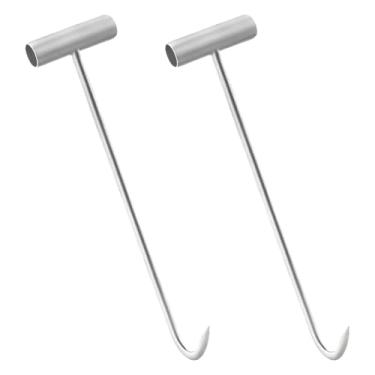 Imagem de TWZKXC Pacote com 2 ganchos de carne, ganchos em T, gancho de desossar de carne, cabo em T de metal de 39 cm, ganchos de açougueiro em forma de T para cozinha, açougueiro, restaurante, churrasco