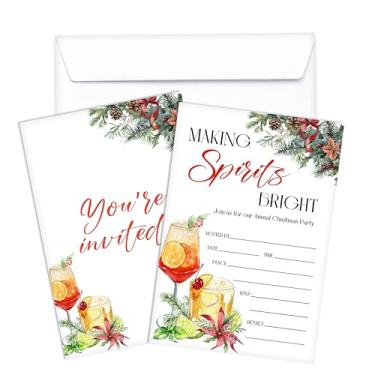 Imagem de DRWJPAT Cartões de Convites de Natal, Cartões de Convite de Coquetel de Natal com Envelopes para Adultos Amigos da Família, Making Spirts Cartões Brilhantes para Artigos de Festa de Natal de Inverno