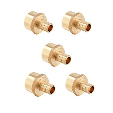 Imagem de (pacote com 5) EFIELD Pex 1/2 polegada x 1/2 polegada fêmea NPT adaptadores de crimpagem de latão, ASTM F1807, (PEX1807033-5PCS)