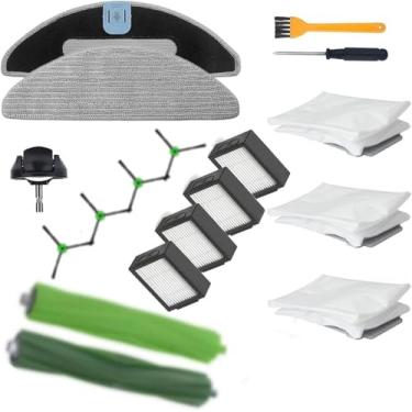 Imagem de DrAer Específico para robô iRobot Combo j5 i5 i5+ j5+ - rolos, filtros, escovas laterais, bolsas, almofadas de esfregão, roda esférica (2 escovas de rolo + 4 filtros + 4 escovas laterais + 3 sacos de