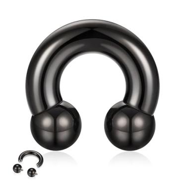 Imagem de GAGABODY Anéis de nariz unissex Septum Jewelry Argola G23 titânio ferradura grande PA anel 12G 10G 8G 6G 4G 2G 0G internamente roscado barra circular extensível calibre piercing de orelha 10 mm-19 mm