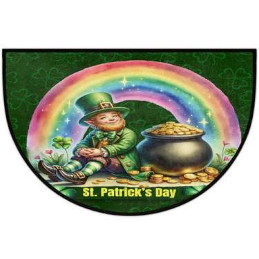 Imagem de Tapete de porta meio redondo, dia de São Patrício, antiderrapante, absorvente, semicírculo, tapetes laváveis, meia lua, para ambientes internos, pátio, cozinha, banheiro, entrada, lareira, decoração