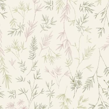 Imagem de Vinjiasin Papel de parede de folha em aquarela - Mural de parede removível bege pastel, papel de contato autoadesivo para parede de quarto, rolo de papel de parede de vinil à prova d'água, 44 cm x 199