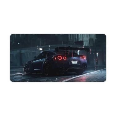 Imagem de JDM Car R34 Rainy Night Neon Classic Car Desk Pad Mouse Pad Antiderrapante Grande Material de Escritório Tapete de Mesa de Borracha Impermeável Tapete de Escrita para Escritório Jogo Casa 30 x 60 cm