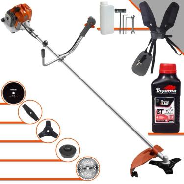 Imagem de Roçadeira Tekna RL520ACNTK À Gasolina 52cc 2HP Com Faca 2 Pontas + Faca 3 Pontas + Faca 40 Dentes + Faca 80 Dentes + Carretel Nylon + ÓLEO TOYAMA 2T