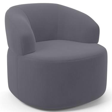 Imagem de Poltrona Giratória Orgânica Para Sala de Estar Living Helena L02 Suede Cinza - Lyam Decor