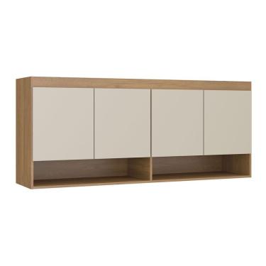 Imagem de Armário Aéreo Modulado 4pts Selene 160x68cm Mdp Menu Móveis Carvalho
