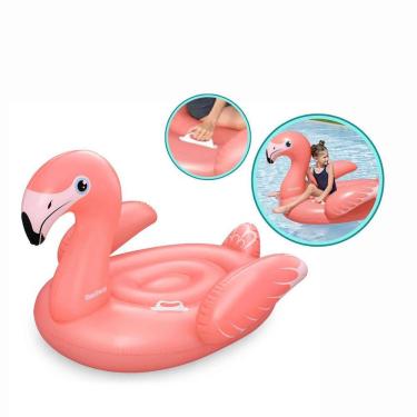 Imagem de Boia Inflavel Grande Flamingo Rosa Boia Piscina Até 100Kg